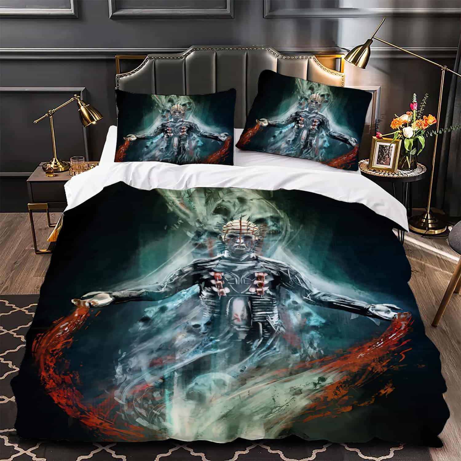 Hellraiser Clive Barker’s Movie Poster Duvet Cover, Flastsheet, Pillowcase Bedding Set Gift For Fans, Black Friday, Christmas, For Halloween