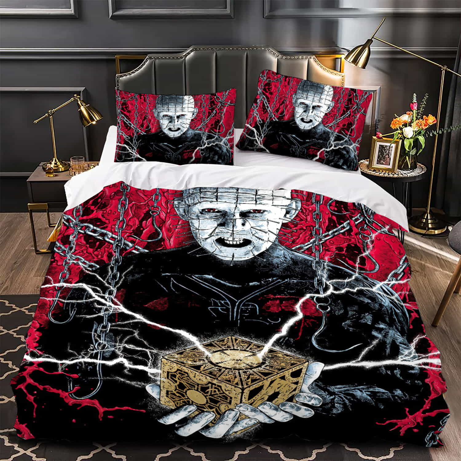 Hellraiser He’ll Tear Your Soul Apart Movie Poster Duvet Cover, Flastsheet, Pillowcase Bedding Set Gift Ideas For Fans, For Halloween