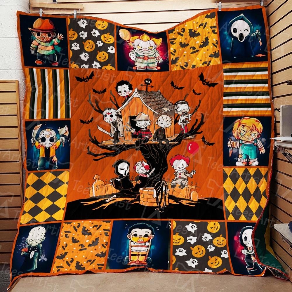 Horror Halloween Quilt, Fleece Blanket, Sherpa Blanket Gift For Christmas, Birthday, Halloween