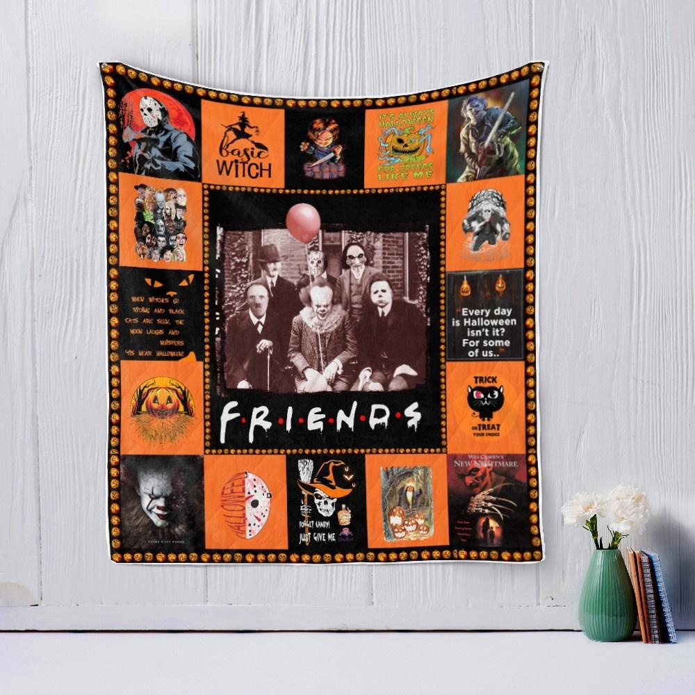 Horror Movie Characters Halloween Quilt, Fleece Blanket, Sherpa Blanket Gift For Wife, Husband, Besties
