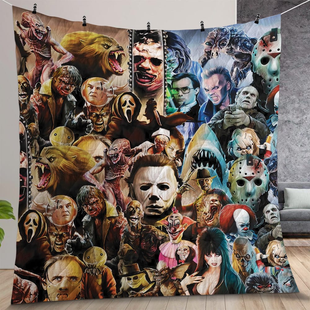 Horror Movie Quilt Gift For Christmas, Birthday, Thanksgiving, For Halloween