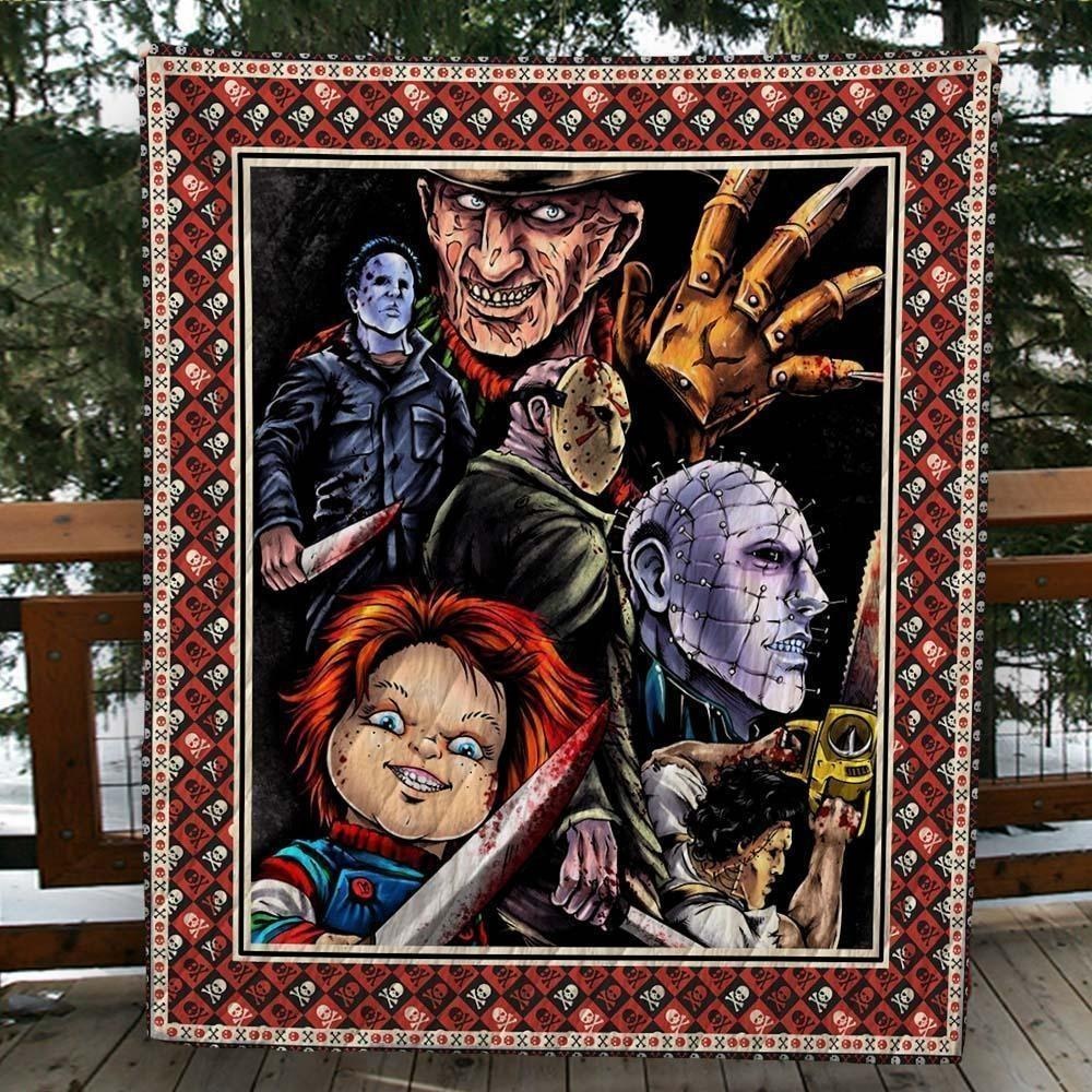 Horror Movies Quilt, Fleece Blanket, Sherpa Blanket Gift For Halloween, Thanksgiving, Christmas
