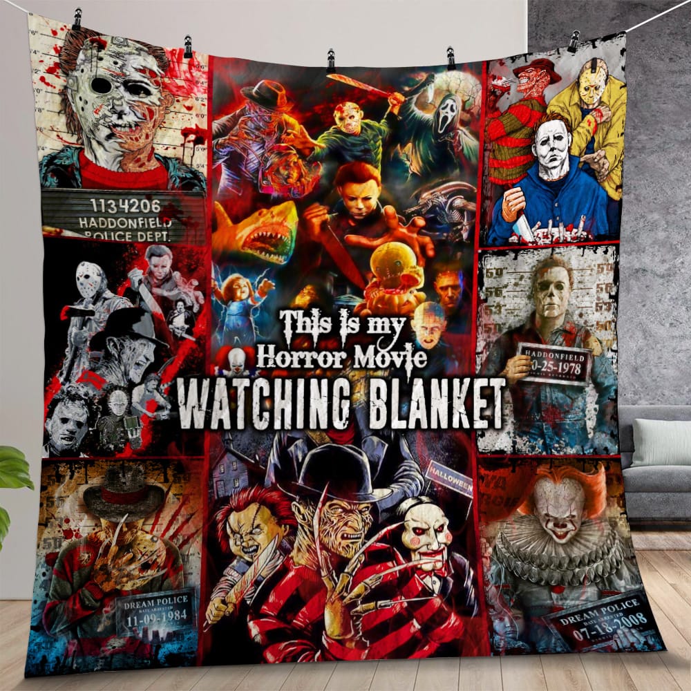 Horror Movies Watching Quilt Gift For Christmas, Birthday, Thanksgiving Version 2, For Halloween
