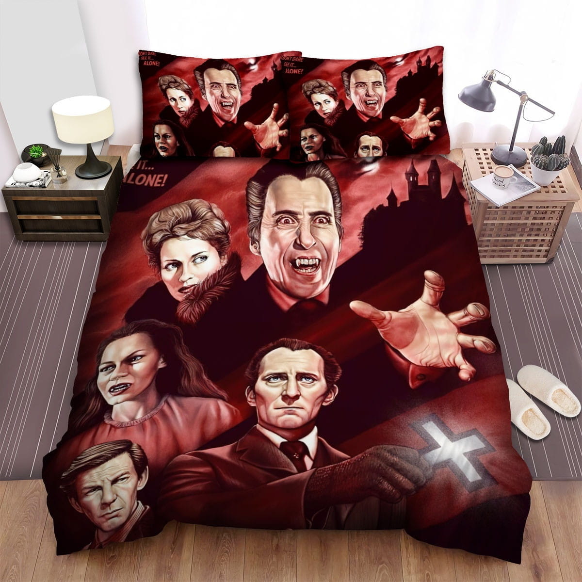 Horror Of Dracula (1958) Don’t Dare See It Alone Movie Poster Bedding Sets – Duvet Cover, Flatsheet, Pillowcases Perfect Gift For Fans, For Halloween