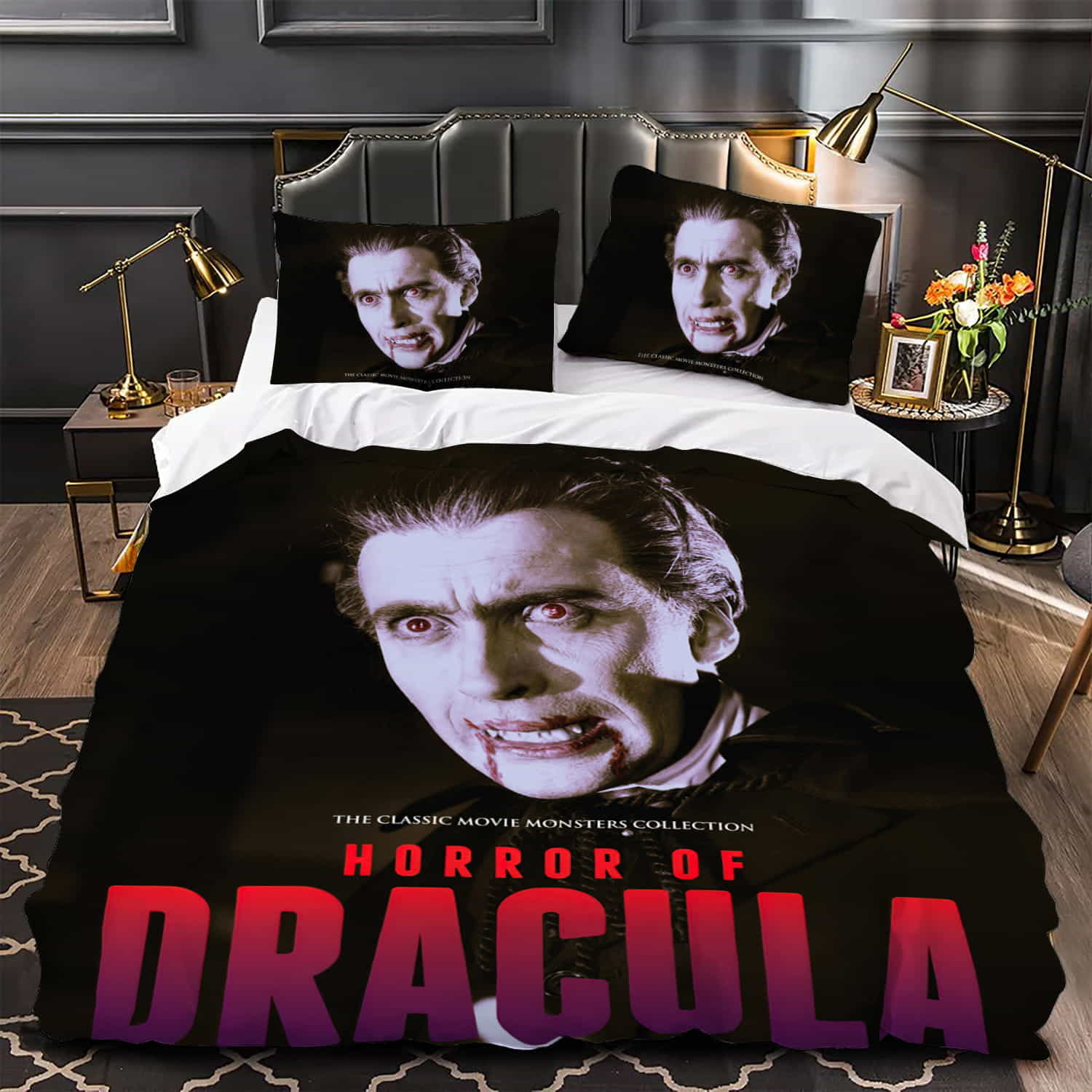 Horror Of Dracula (1958) The Classic Movie Monsters Collection Movie Poster Duvet Cover, Flastsheet, Pillowcase Bedding Set Gift For Fans, Black Friday, Christmas, For Halloween