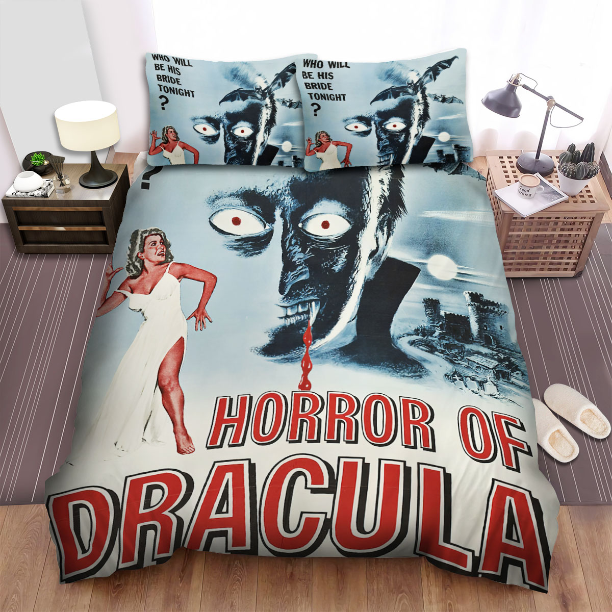 Horror Of Dracula (1958) Who Will Be His Bride Tonight Movie Poster Bed Sheets Spread  Duvet Cover Bedding Sets, For Halloween