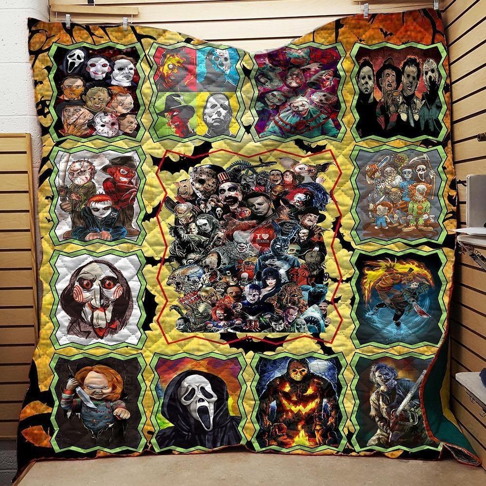 Horror Squad Quilt, Fleece Blanket, Sherpa Blanket Perfect Gift For Fans, For Halloween
