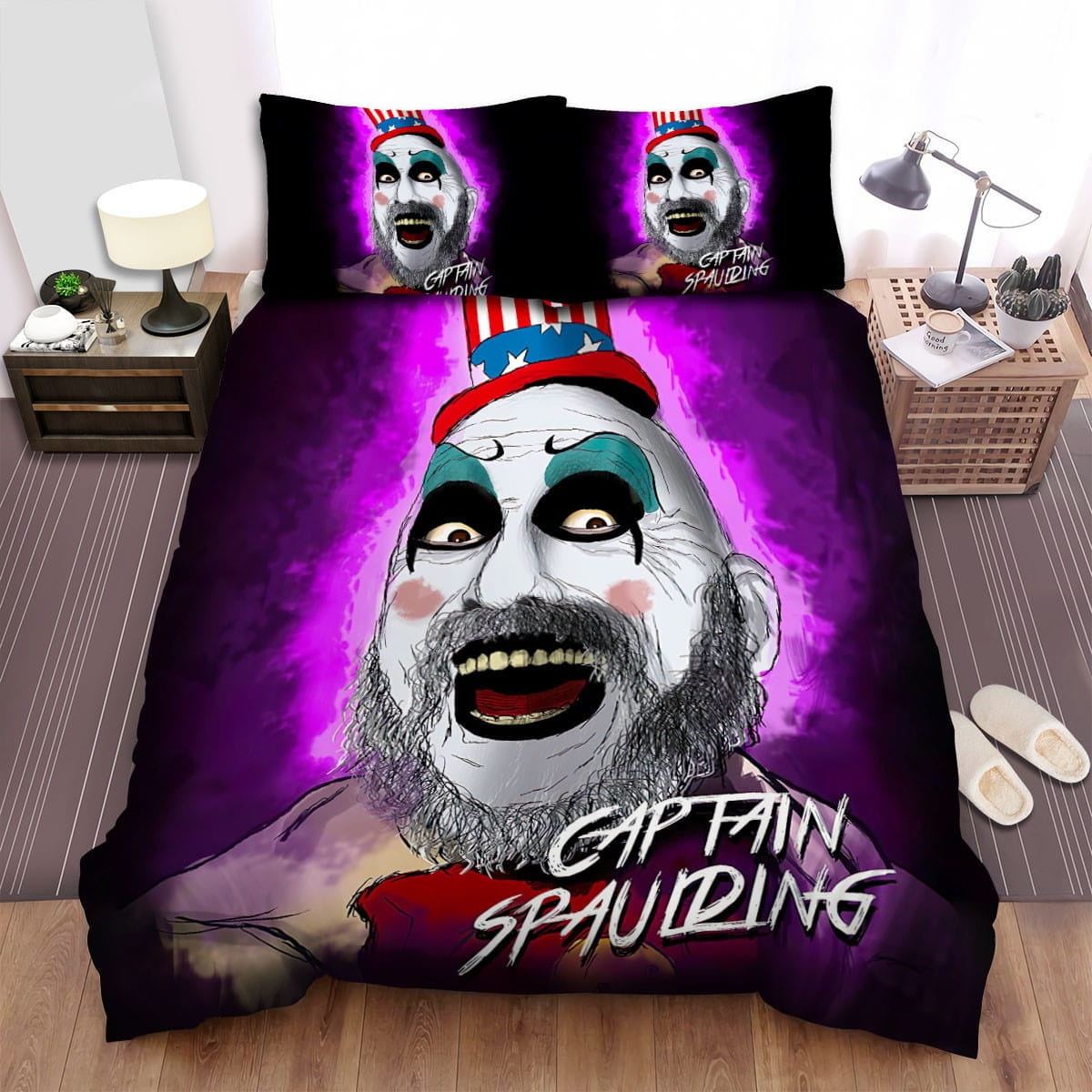 House Of 1000 Corpses (2003) Captain Spaulding Movie Poster Bedding Sets – Duvet Cover, Flatsheet, Pillowcases Perfect Gift For Fans, For Halloween