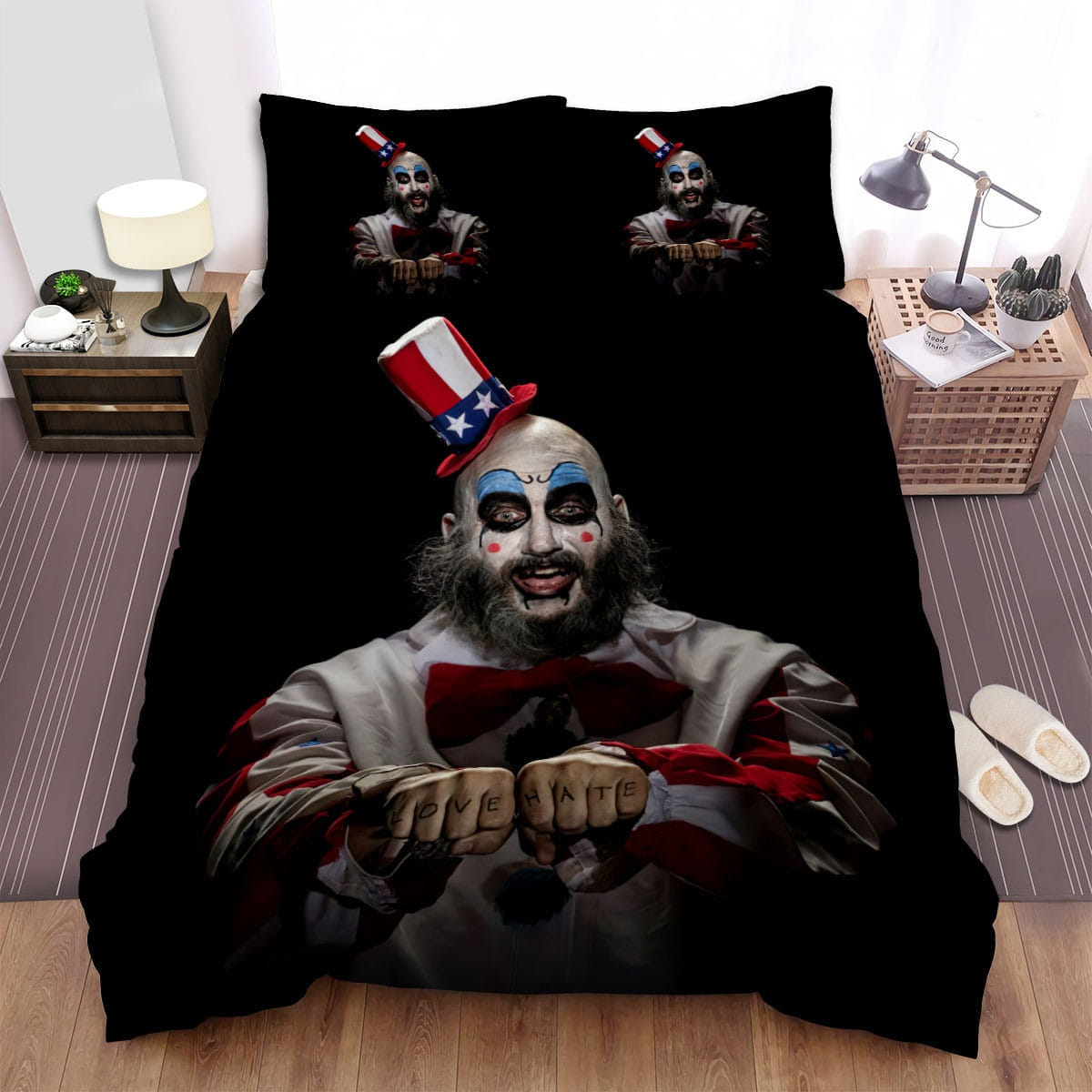 House Of 1000 Corpses (2003) Love Hate Movie Poster Bedding Set, Duvet Cover Gift For Christmas, Birthday, Thanksgiving, For Halloween