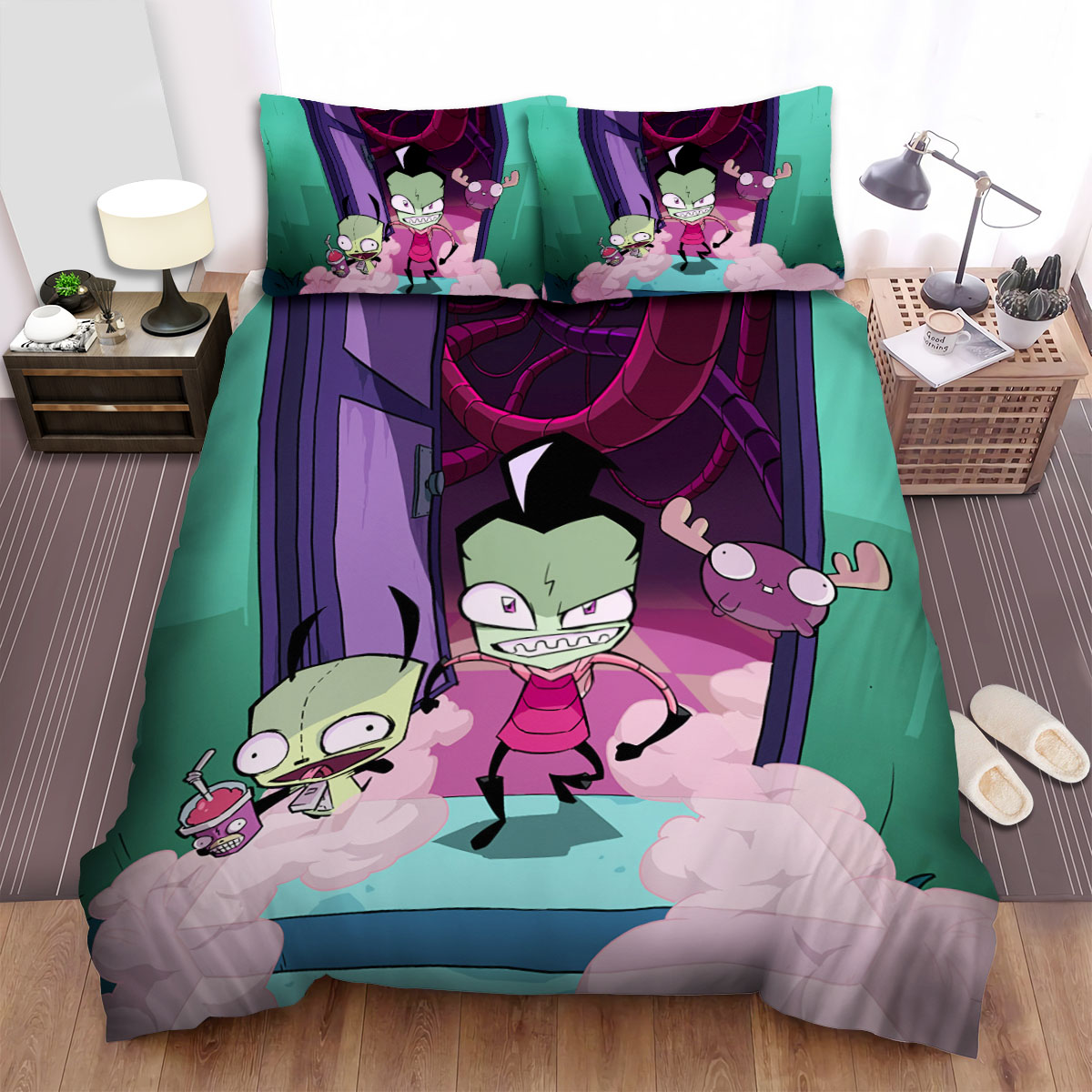 Invader Zim Entering The House The Horror Zim The Bed Sheets Spread Duvet Cover Bedding Sets, For Halloween