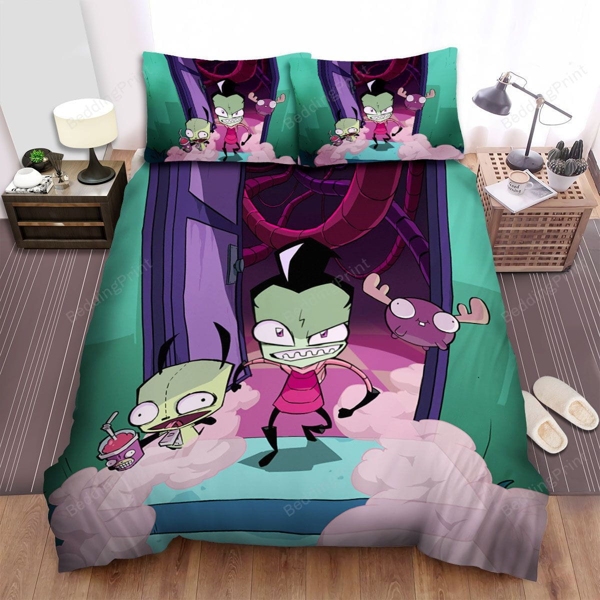 Invader Zim Entering The House The Horror Zim The Duvet Cover, Flastsheet, Pillowcase Bedding Set Gift Ideas For Fans, For Halloween