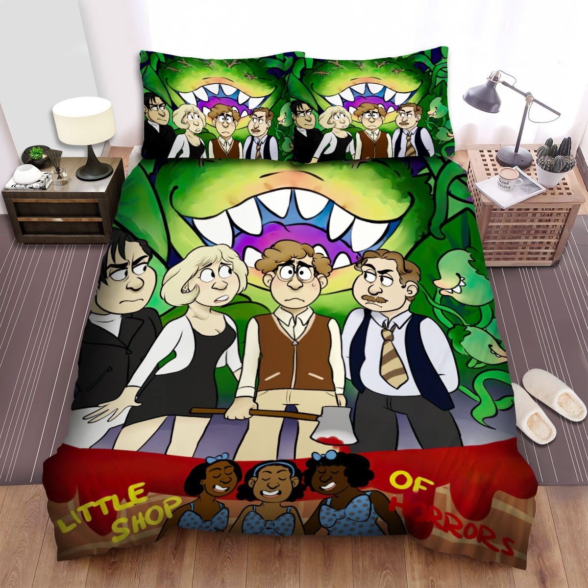Little Shop Of Horrors Painting Decorative Bedding Sets with Duvet Cover, Flatsheet, Pillowcases, For Halloween