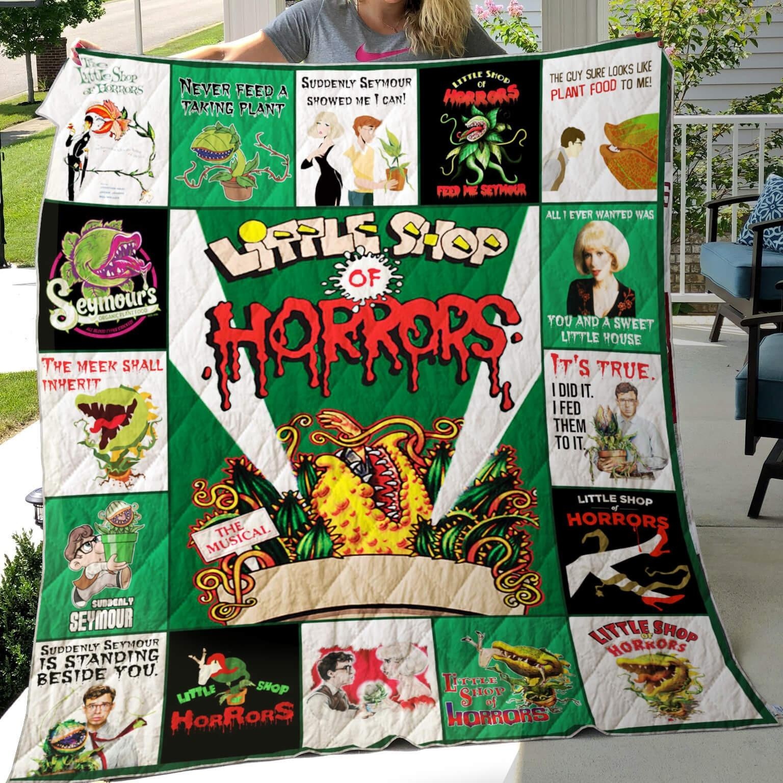Little Shop Of Horrors Quilt, Fleece Blanket, Sherpa Blanket Gift For Birthday, Halloween, Christmas