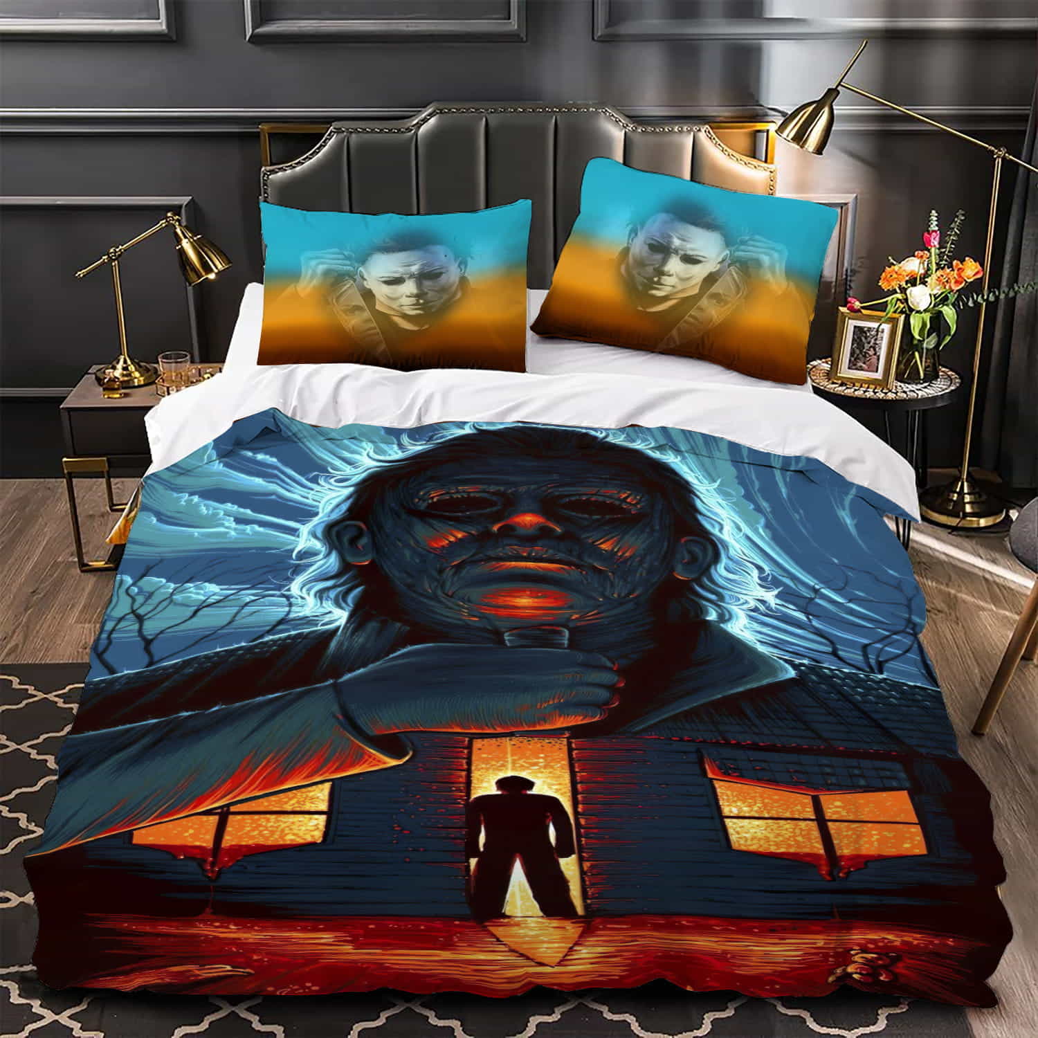Michael Myers Duvet Cover, Flastsheet, Pillowcase Bedding Set Gift Ideas For Fans, For Halloween