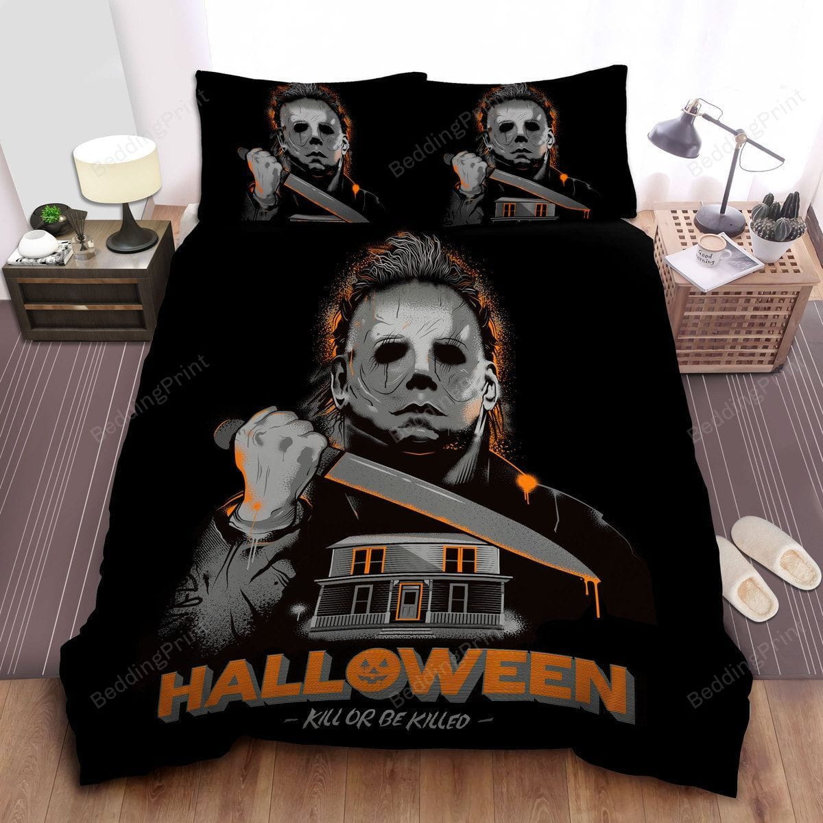 Michael Myers In Black Friday Poster Kill Or Be Killed Duvet Cover, Bedding Set Gift For Christmas, Black Friday, Thanksgiving, Black Friday, For Halloween
