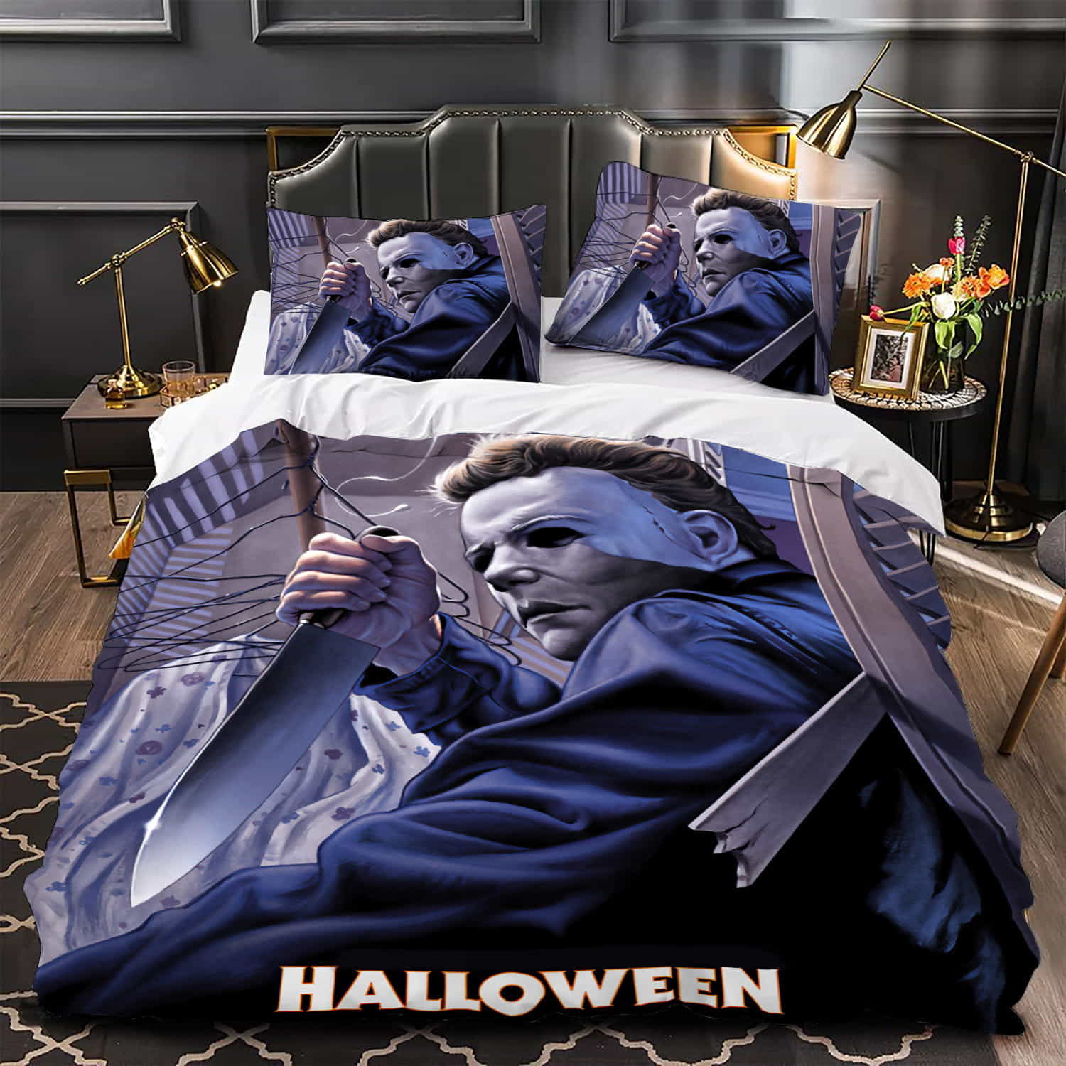 Michael Myers In Black Friday Series Painting Duvet Cover, Bedding Set Gifts For Birthday Christmas Thanksgiving Black Friday, For Halloween