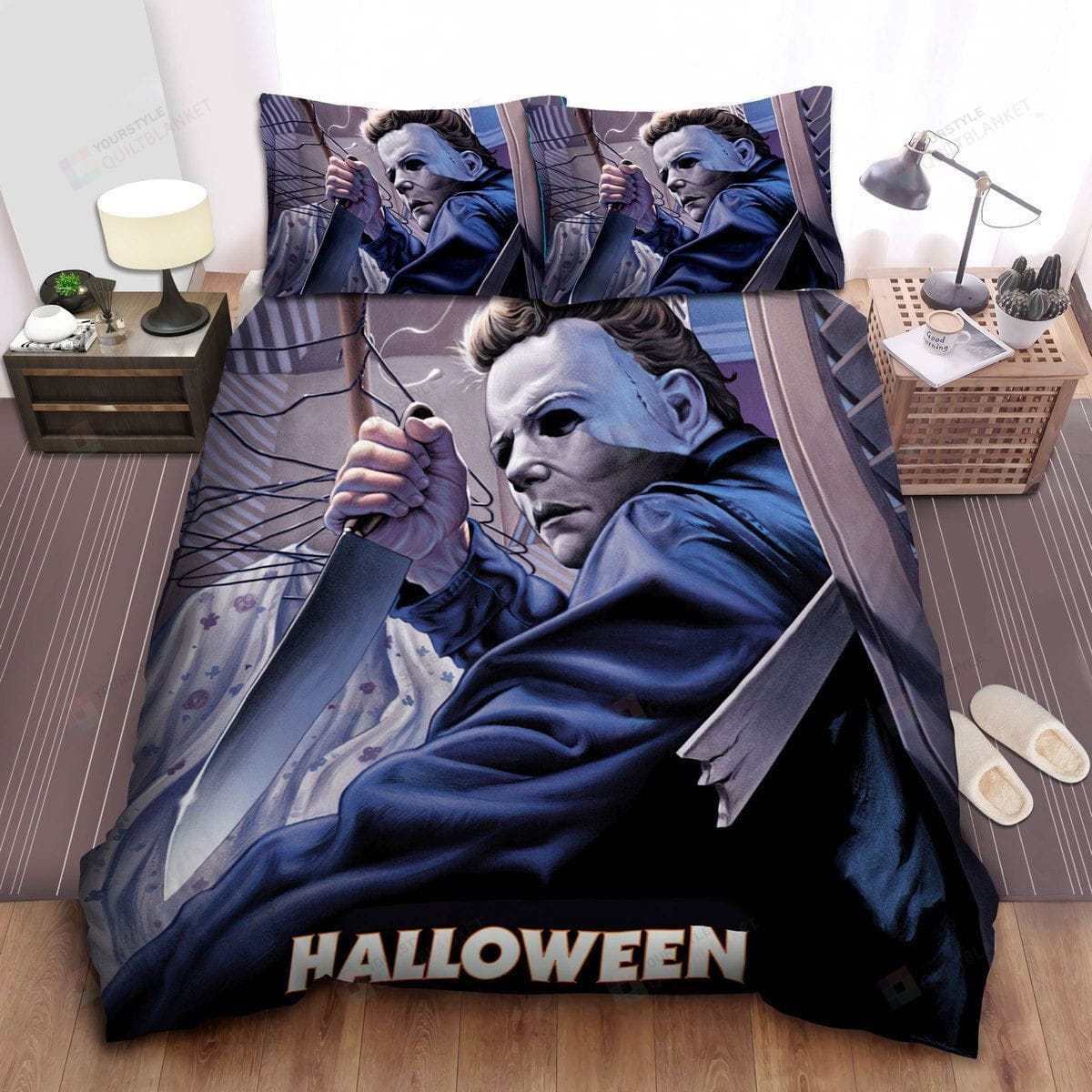 Michael Myers In Black Friday Series Painting Duvet Cover, Bedding Set Gifts For Black Friday Christmas Thanksgiving Black Friday, For Halloween