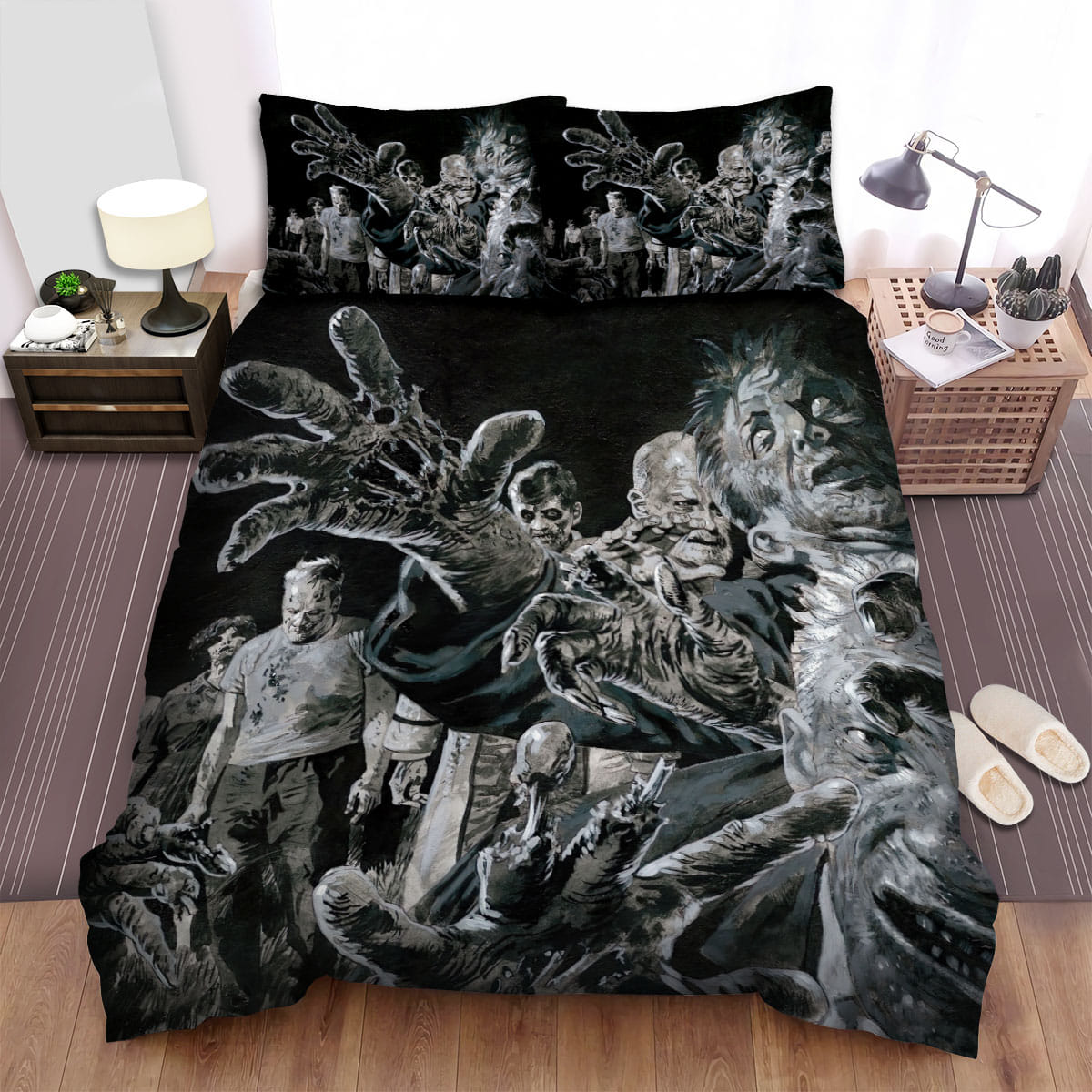 Night Of The Living Dead (1968) Movie Horror Zombies Poster Bed Sheets Spread Comforter Duvet Cover Bedding Sets, For Halloween