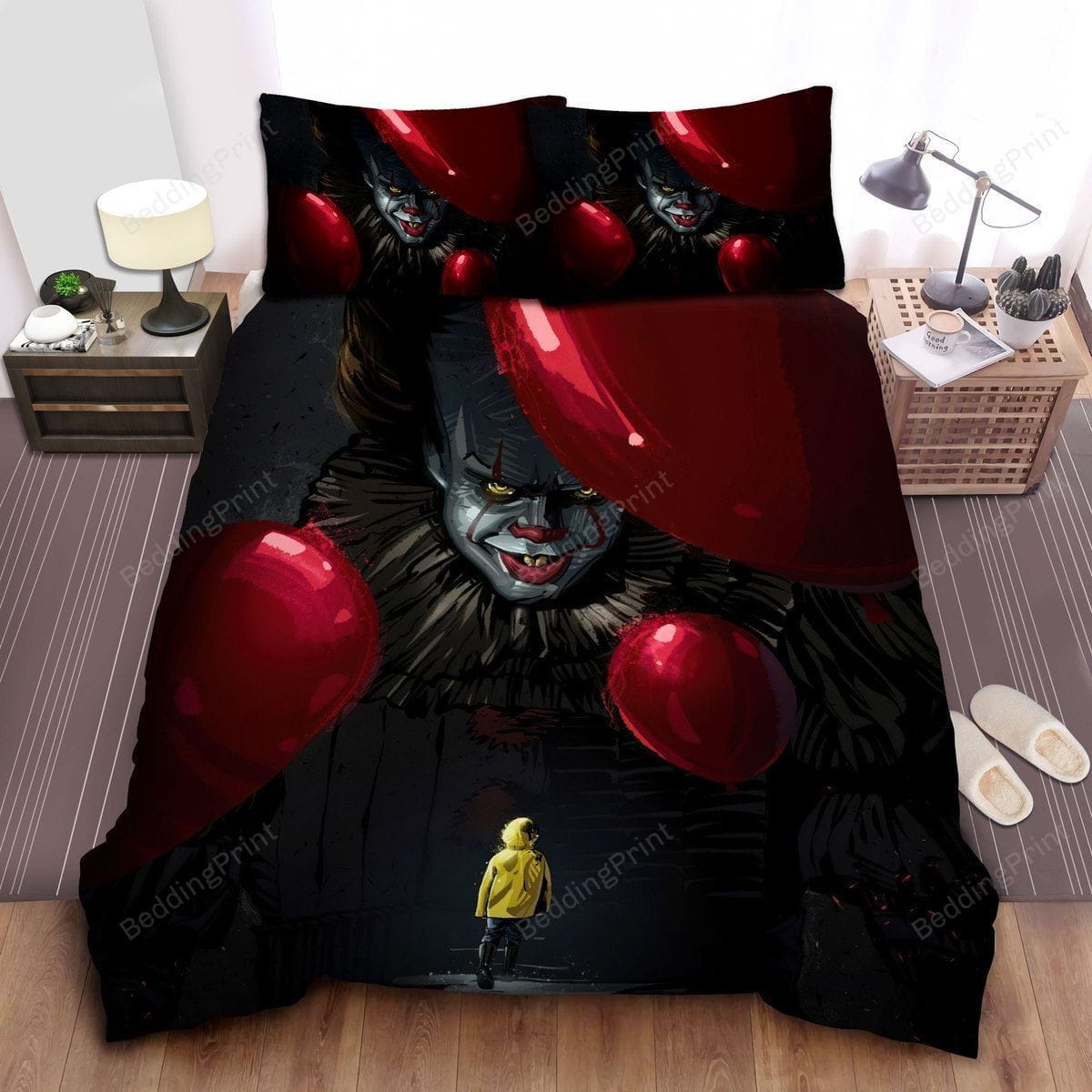 Pennywise From It, Georgie Faces To Evil Duvet Cover, Bedding Set Gift For Christmas, Black Friday, Thanksgiving, Black Friday, For Halloween