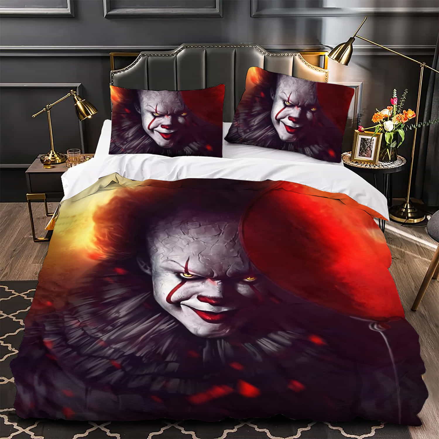 Portrait Of Pennywise Duvet Cover, Bedding Set Gifts For Birthday Christmas Thanksgiving Black Friday, For Halloween