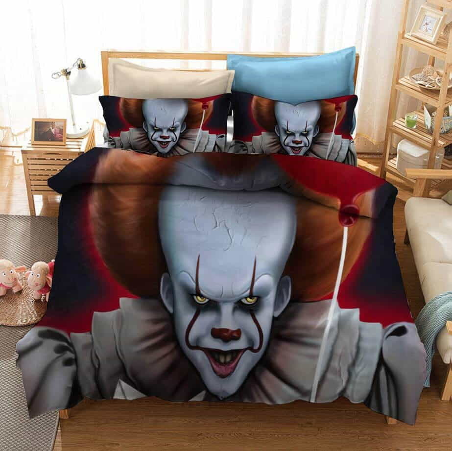 Stephen King’s It Pennywise Bedding Sets Duvet Cover, Flatsheet, Pillowcase For Dad, Mom, For Halloween