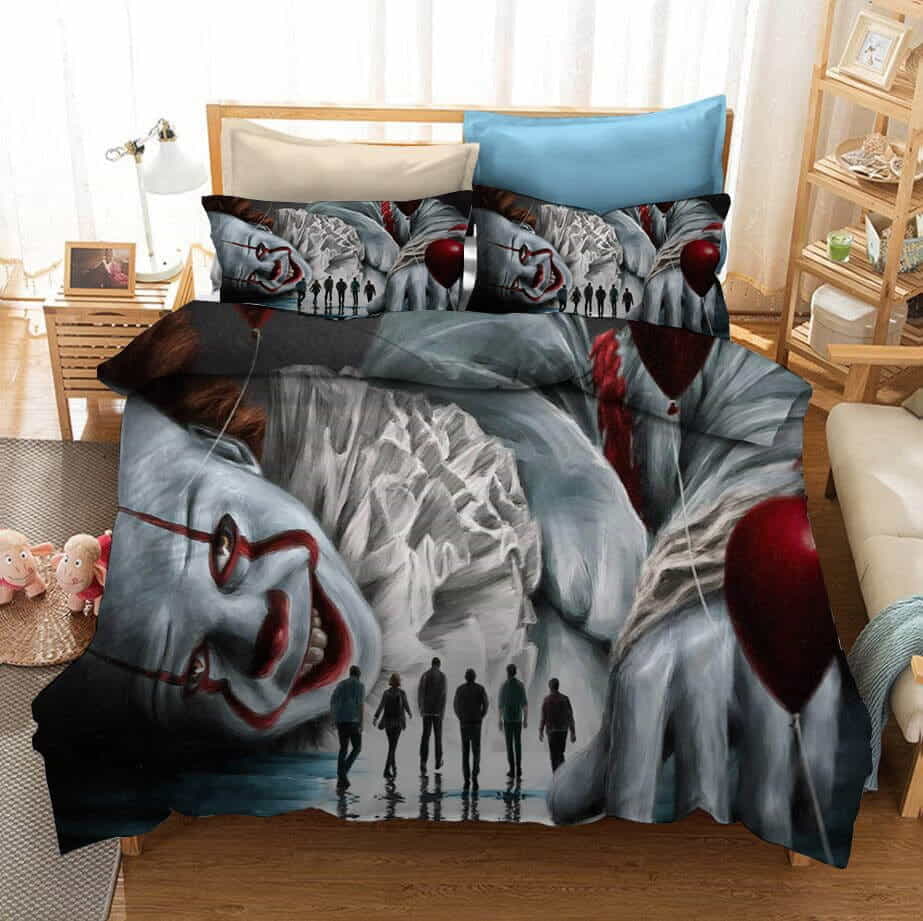 Stephen King’s It Pennywise Bedding Sets Gift For Birthday, Halloween, Christmas, Father’s Day Style 2