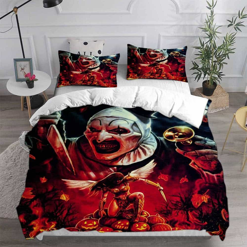 Terrifier 2 Bedding Sets Duvet Cover, Flatsheet, Pillowcase For Dad, Mom, For Halloween